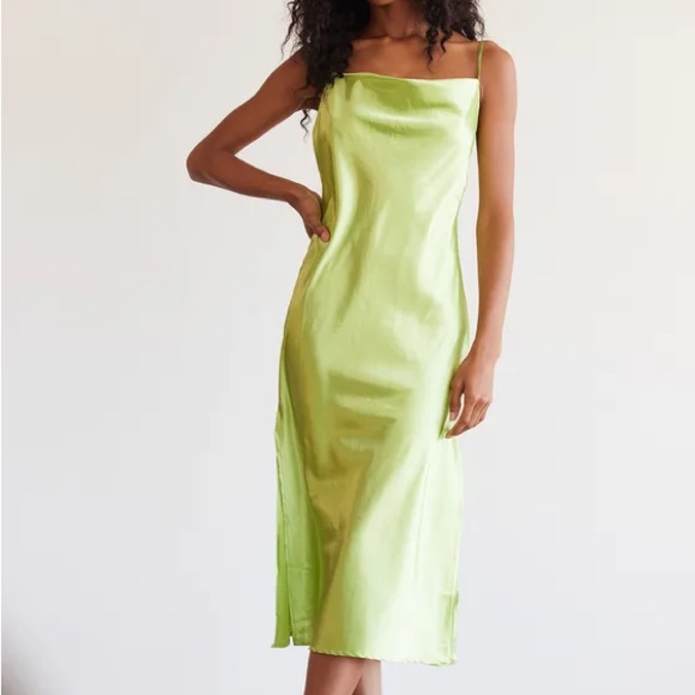 Lulu's Lime Green Satin Dress